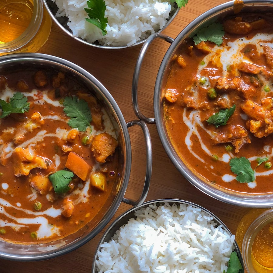 Fresh home-cooked curry bowls
